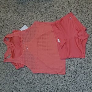 Nike Swimwear 2 Piece Racerback Bralette Tankini & Boyshorts Coral Pink Swimsuit